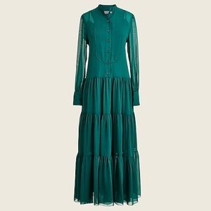 J. Crew Collection Tiered Silk-Chiffon Tuxedo Dress